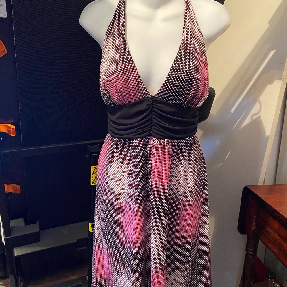 Gorgeous polyester halter dress.